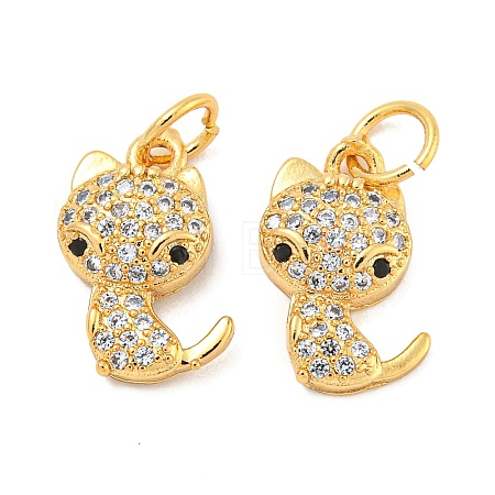 Rack Plating Brass Micro Pave Clear Cubic Zirconia Pendants KK-B093-02C-G-1