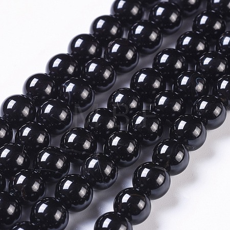 Natural Black Onyx Beads Strands G-H1567-8MM-1