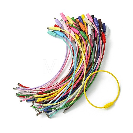 Spray Painted 201 Stainless Steel Wire Cable Keychains BJEW-YW0001-12-1