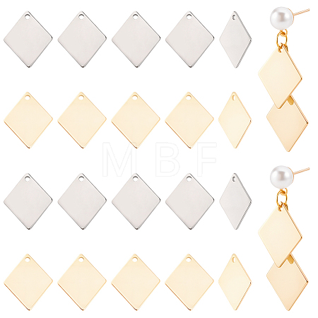 120Pcs 2 Colors 201 Stainless Steel Pendants STAS-BBC0010-53-1