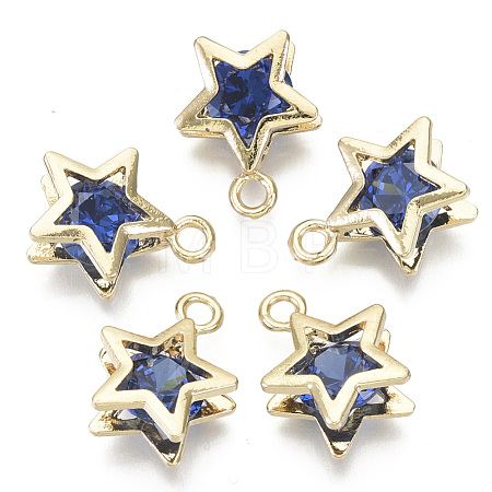 Brass Micro Cubic Zirconia Charms X-KK-N235-034C-1