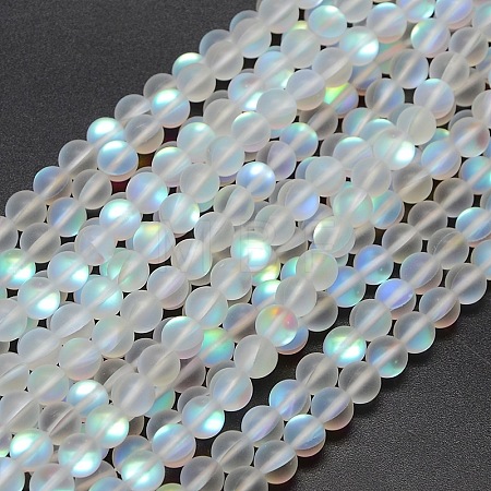 Synthetic Moonstone Beads Strands G-F142-6mm-01-1