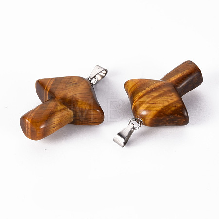Natural Tiger Eye Pendants X-G-R480-02F-1