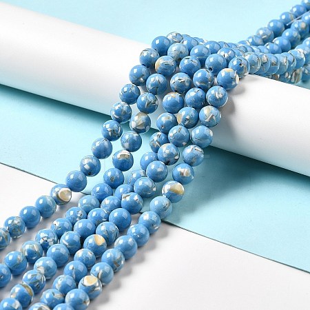 Synthetic Turquoise and Sea Shell Assembled Beads Strands G-D482-01E-04-1