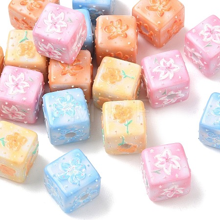 Carved Opaque Acrylic European Beads AC-CBA1172-01-1