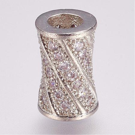 Brass Micro Pave Cubic Zirconia Beads ZIRC-G087-19P-1