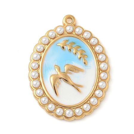304 Stainless Steel Enamel Pendants STAS-P404-01G-1