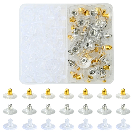 Brass Bullet Clutch Bullet Clutch Earring Backs with Pad KK-FS0001-43-1