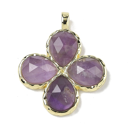 Natural Amethyst Faceted Pendants G-A308-01G-12-1