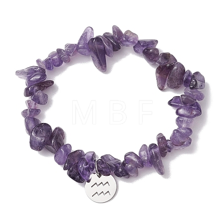 Natural Amethyst Stretch Bracelets BJEW-JB11147-11-1