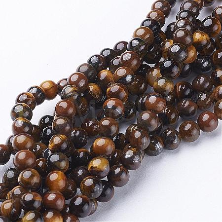 Natural Tiger Eye Beads Strands GSR6MMC014-B-1