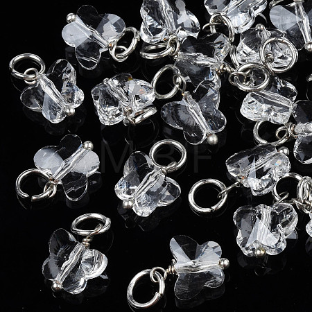 Faceted Transparent Glass Charms GLAA-T024-06M-1