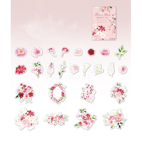 25Pcs Flowers Theme DIY Paper Stickers STIC-U004-02D-1