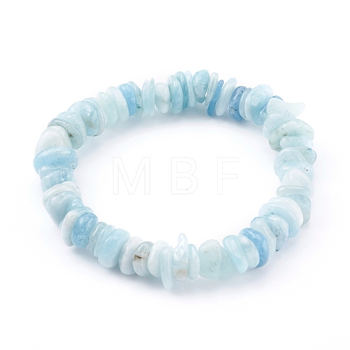 Chips Natural Aquamarine Beads Stretch Bracelets BJEW-JB05989-1