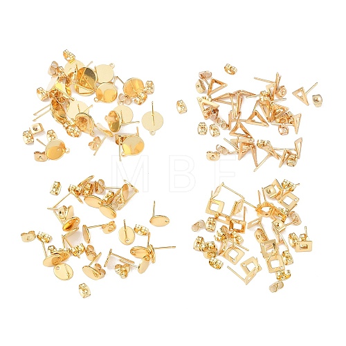 80Pcs 4 Style 201 & 304 Stainless Steel Stud Earring Findings STAS-BBC0001-74-1