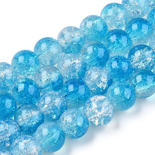 Transparent Crackle Baking Painted Glass Beads Strands X1-DGLA-T003-01A-05-1