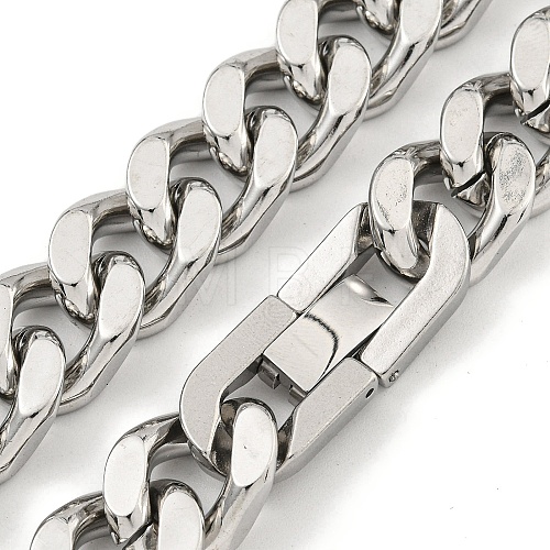 Non-Tarnish 201 Stainless Steel Cuban Link Chain Necklaces for Women and Men NJEW-F322-15P-02-1