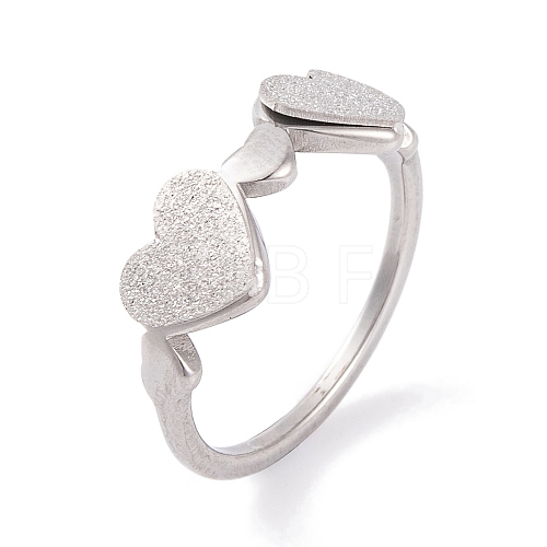 Non-Tarnish 304 Stainless Steel Heart Finger Ring for Women RJEW-C086-10-P-1