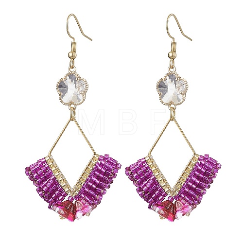 Braided Glass & 201 Stainless Steel Dangle Earrings EJEW-MZ00159-01-1