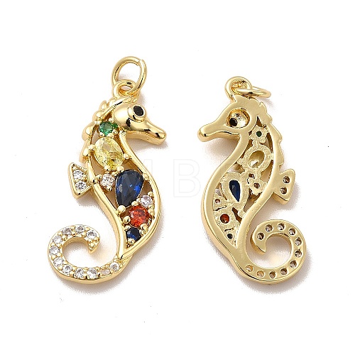 Rack Plating Eco-Friendly Brass Micro Pave Cubic Zirconia Pendants KK-A177-18G-1