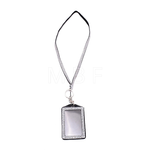 Rectangle PU Leather with Rhinestone Phone Card Holder AJEW-WH0230-48D-1