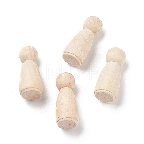 (Defective Closeout Sale for Wood Grains & Crackle)Unfinished Wood Female Peg Dolls People Bodies WOOD-XCP0001-67B-1