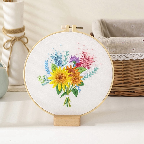 DIY Bouquet Pattern Embroidery Kit DIY-O021-15B-1