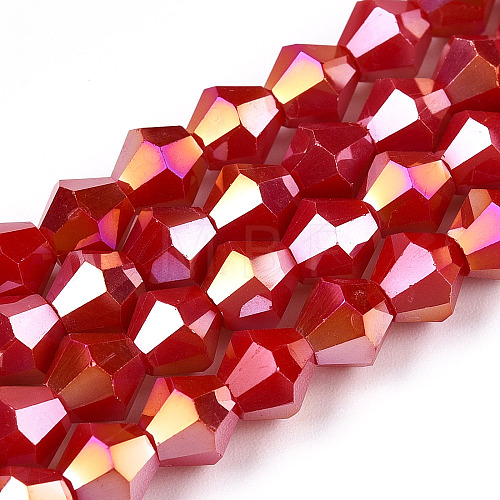 Opaque Solid Color Electroplate Glass Beads Strands EGLA-A039-P6mm-B02-1