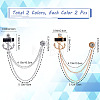 Gorgecraft 4Pcs 2 Color Jet Rhinestone Anchor Hanging Chain Brooches JEWB-GF0001-38-2