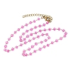 304 Stainless Steel with Glass Faceted Rondelle Bead Handmade Link Chain Birth Stone Necklaces for Women NJEW-G195-01G-05-4