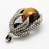 Vintage Natural Bezel Tiger Eye Pendants G-M038-03C-2