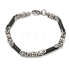 Two Tone 304 Stainless Steel Column Link Chain Bracelet BJEW-B078-35BP-1