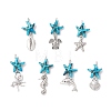 7Pcs 7 Styles Dyed Synthetic Turquoise Starfish & Alloy Sea Animals Pendants PALLOY-JF03754-04-1