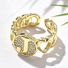 Brass Micro Pave Clear Cubic Zirconia Open Cuff Rings for Women RJEW-K289-02G-J-2