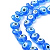 Flat Round Evil Eye Lampwork Bead Strands LAMP-R118-05-4