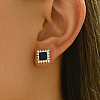 Brass Micro Pave Cubic Zirconia Square Stud Earrings VN1911-4