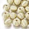 Wood Beads Covered with Polyester Cord Wire WOVE-S117-20mm-04-2