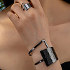 Hammered Trapezoid Alloy Cuff Bangles & Cuff Rings Sets WG7844D-02-1