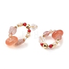 Natural Agate & Strawberry Quartz & Synthetic Coral Dangle Earrings EJEW-L286-15G-2