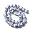 Handmade Flower Printed Porcelain Ceramic Beads Strands PORC-M007-10mm-05-6