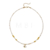 Alloy Enamel Bee Pendant Natural Citrine & Dyed Yellow Agate Faceted Round Beaded Necklaces NJEW-JN05735-4