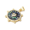 Sun with Heart Brass Micro Pave Cubic Zirconia Pendants KK-K385-077G-3