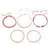 5Pcs Adjustable Nylon Round Gemstone Bead Braided Bracelet Sets NO9066-2-1