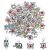 40Pcs 4 Styles Antique Silver Plated Alloy Synthetic Turquoise Pendants FIND-HY0001-65-1
