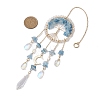 Wire Wrapped Natural Aquamarine Chip Tree of Life Window Hanging Prism Ornaments HJEW-TA00283-01-3