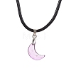 Glass Crescent Moon Pendant Necklaces NJEW-JN04579-04-1