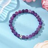 Natural Weathered Agate Beads Stretch Bracelets for Women BJEW-JB11412-02-1