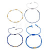 Adjustable Natural Lapis Lazuli Bead Braided Bracelet Sets QC4943-1-1