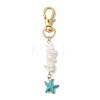Natural White Mother of Pearl Shell & Synthetic Turquoise Starfish Pendant Decorations X-HJEW-JM02986-4