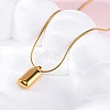 304 Stainless Steel Rectangle Pendant Snake Chain Necklaces for Women Men EJEW-Z044-02G-1